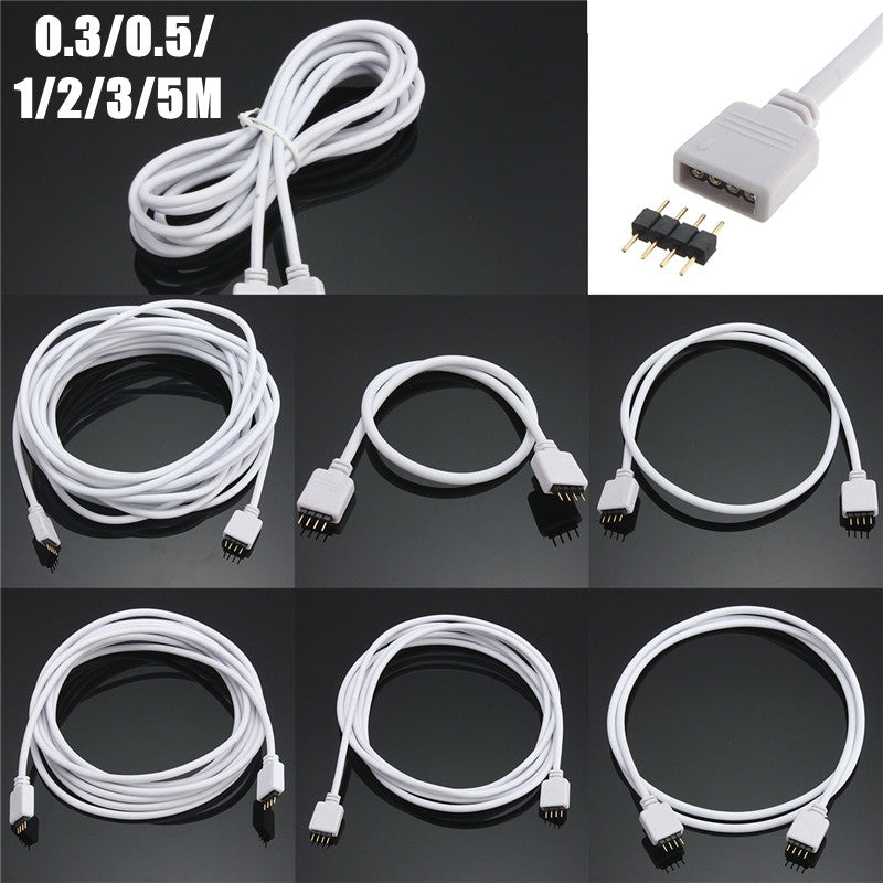 30/50/100/200/300/500cm 4Pin Female Extension Wire Cable Cord Connector RGB 5050 3528 LED Strip Light And Male Plug