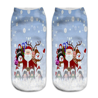 3D Printed Christmas Funny Socks Women Cute Unisex Low Cut Ankle Socks Multicolor Santa Claus Printed calcetines divertidos