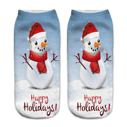 3D Printed Christmas Funny Socks Women Cute Unisex Low Cut Ankle Socks Multicolor Santa Claus Printed calcetines divertidos