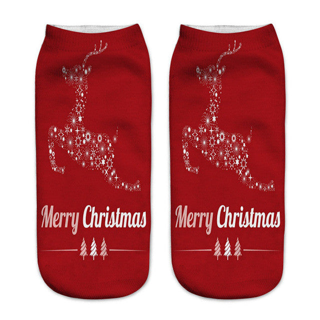 3D Printed Christmas Funny Socks Women Cute Unisex Low Cut Ankle Socks Multicolor Santa Claus Printed calcetines divertidos