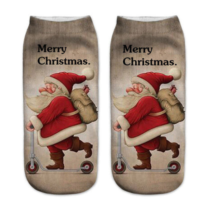 3D Printed Christmas Funny Socks Women Cute Unisex Low Cut Ankle Socks Multicolor Santa Claus Printed calcetines divertidos