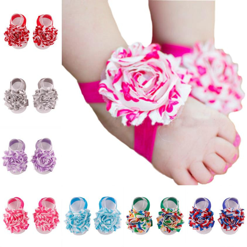 1Pair Baby new and high quality Infant Barefoot Toddler Foot Flower Band Newborn Elastic Cotton Girl Socks